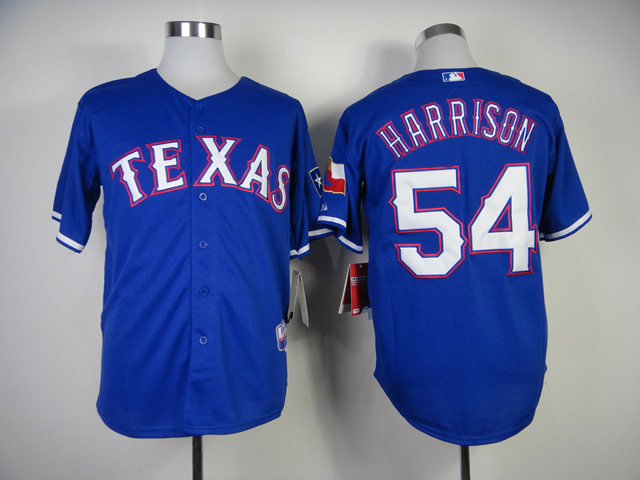 Men Texas Rangers #54 Harrison Blue MLB Jerseys